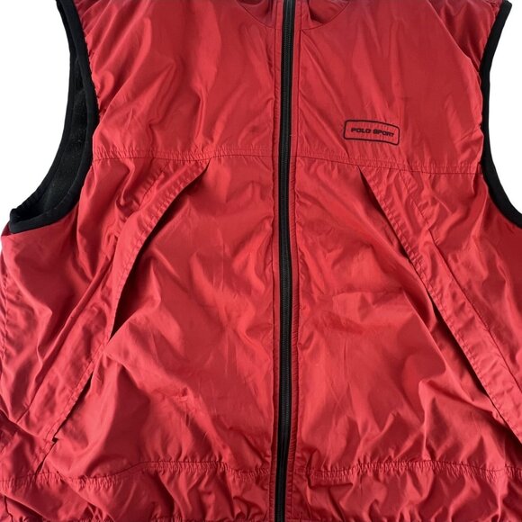 Vintage Polo Sport Ralph Lauren Mens XL Vest Red Polartec Thermal Pro Fleece - Picture 6 of 10